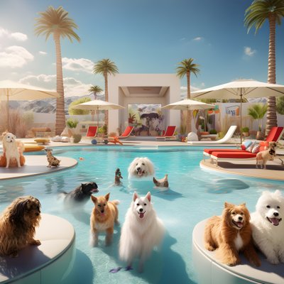 Festa in piscina per cani a Palm Springs 1 da Kurt Heppke