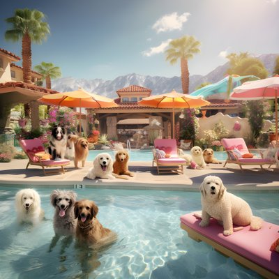 Festa in piscina per cani a Palm Springs 3 da Kurt Heppke