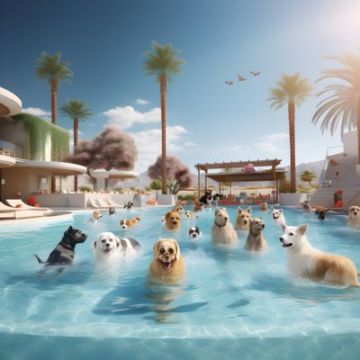 Festa in piscina per cani a Palm Springs 4 da Kurt Heppke