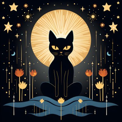 Gatto in meditazione seduto su un fiore di loto da Kurt Heppke