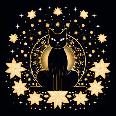 Gatto in meditazione seduto su un fiore di loto da Kurt Heppke