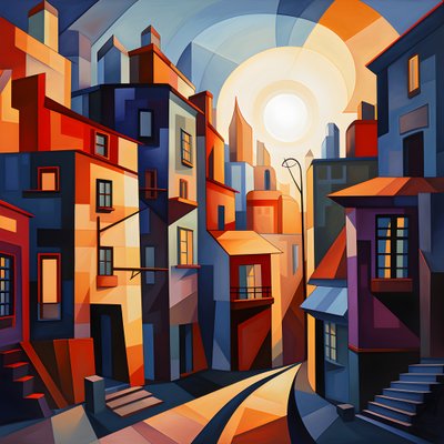 Stile cubista della pittura paesaggistica urbana 2 da Kurt Heppke