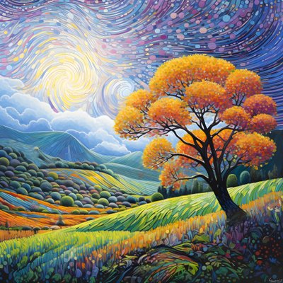Paesaggio con alberi e colline 4 da Kurt Heppke