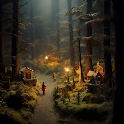 foresta di Halloween in miniatura con alberi nebbiosi e atmosfera spettrale 1 da Kurt Heppke