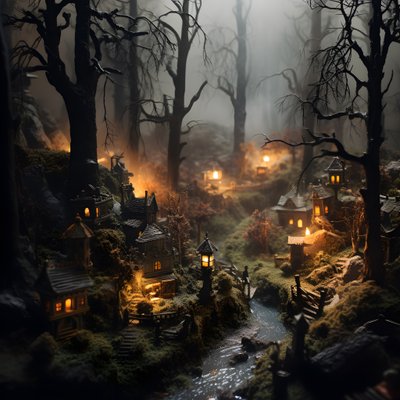 foresta di Halloween in miniatura con alberi nebbiosi e atmosfera spettrale 2 da Kurt Heppke