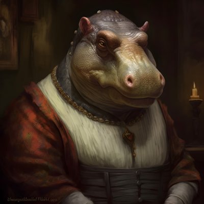 Ritratto di un vecchio ippopotamo femmina repubblicano 1 da Kurt Heppke