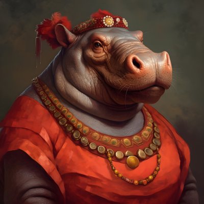 Ritratto di un vecchio ippopotamo femmina repubblicano 2 da Kurt Heppke