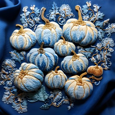 Zucca ricamata in tonalità di blu 1 da Kurt Heppke