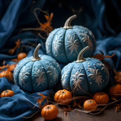 Zucca ricamata in tonalità di blu 2 da Kurt Heppke
