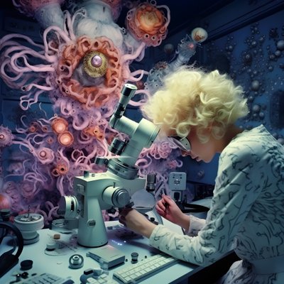 Immagine al microscopio elettronico a super risoluzione di donna nello stile artistico di David LaChapelle 1 da Kurt Heppke