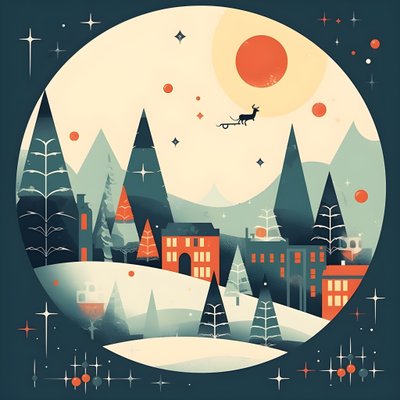 Cartolina di Natale in stile anni 