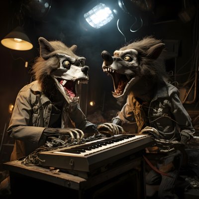 animatronici animali inquietanti, pelosi e rotti che suonano musica su un palco 1 da Kurt Heppke