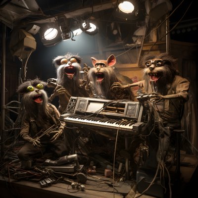 animatronici animali inquietanti, pelosi e rotti che suonano musica su un palco 4 da Kurt Heppke