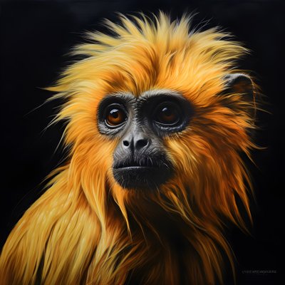 volto di un langur dorato su sfondo nero 4 da Kurt Heppke