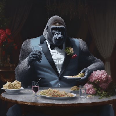 un gorilla che mangia 2 da Kurt Heppke