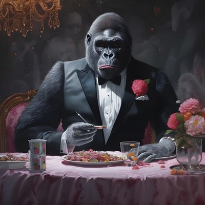 un gorilla che mangia 4 da Kurt Heppke