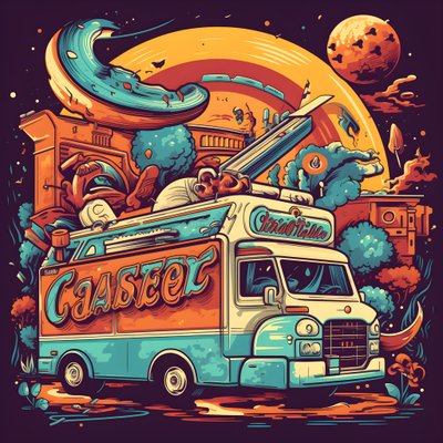 Un poster artistico per camion di cibo in uno skatepark della California del Nord 1 da Kurt Heppke