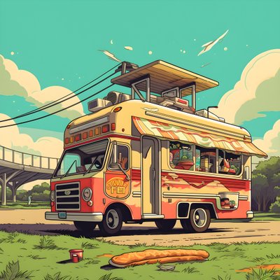 Un poster artistico per camion di cibo in uno skatepark della California del Nord 2 da Kurt Heppke