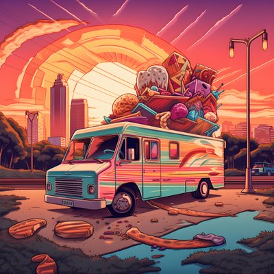 Un poster artistico per camion di cibo in uno skatepark della California del Nord 3 da Kurt Heppke