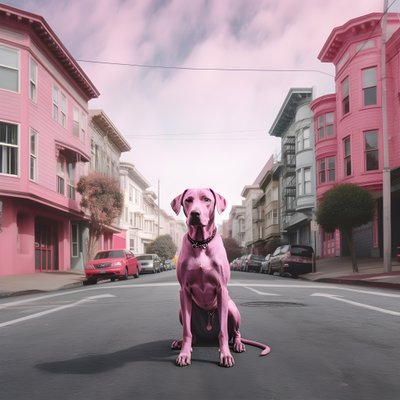 Un cane rosa nel mezzo della città di San Francisco 1 da Kurt Heppke