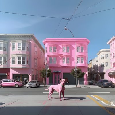 Un cane rosa nel mezzo della città di San Francisco 2 da Kurt Heppke