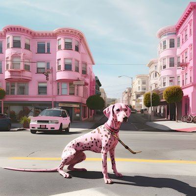 Un cane rosa nel mezzo della città di San Francisco 4 da Kurt Heppke
