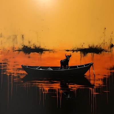 Una mucca in una barca su un lago 4 da Kurt Heppke