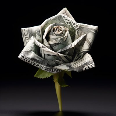 una rosa di banconote da 100 dollari elettriche 2 da Kurt Heppke