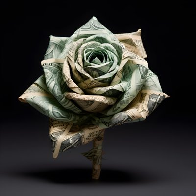 una rosa di banconote da 100 dollari elettriche 3 da Kurt Heppke