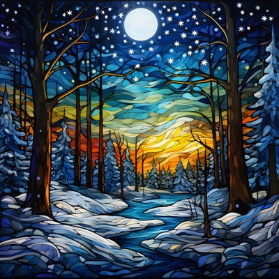 Una scena dalla foresta innevata con stelle 1 da Kurt Heppke