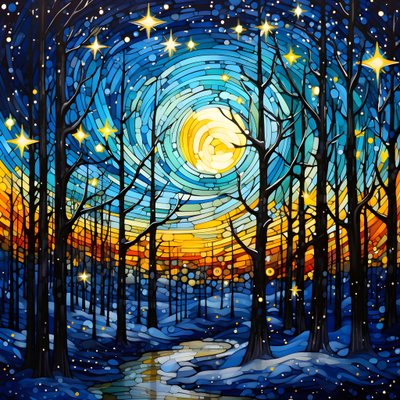 Una scena dalla foresta innevata con stelle 2 da Kurt Heppke