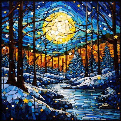 Una scena dalla foresta innevata con stelle 3 da Kurt Heppke