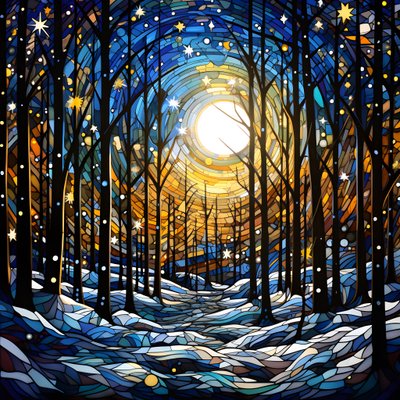 Una scena dalla foresta innevata con stelle 4 da Kurt Heppke