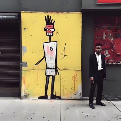 Una figura dipinta prende vita mentre cammina per una strada di New York, foto surreale 2 da Kurt Heppke