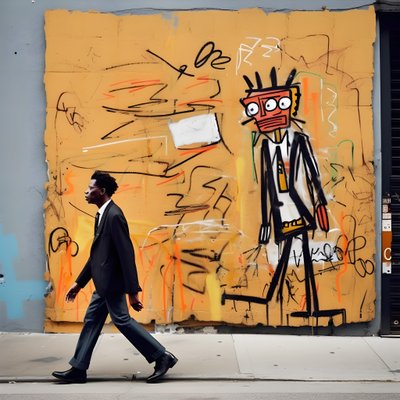 Una figura dipinta prende vita mentre cammina per una strada di New York, foto surreale 3 da Kurt Heppke