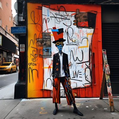 Una figura dipinta prende vita mentre cammina per una strada di New York, foto surreale 4 da Kurt Heppke