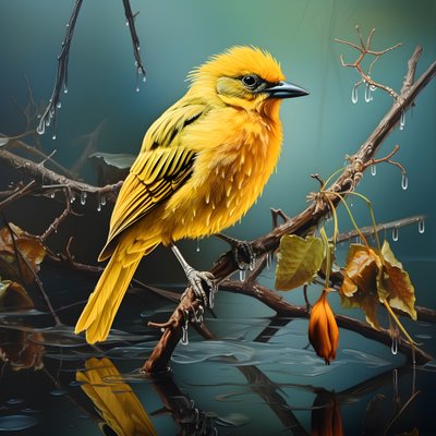uccello giallo su un ramo nell