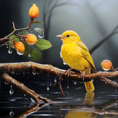 uccello giallo su un ramo nell