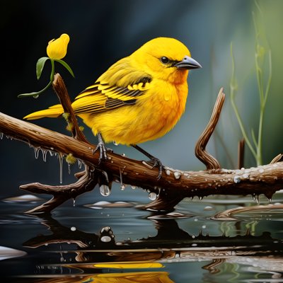 uccello giallo su un ramo nell