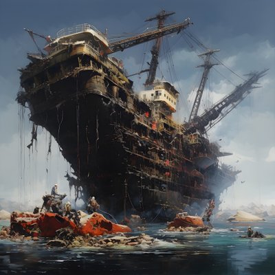 Grande relitto sollevato da una gru dal mare 3 da Kurt Heppke