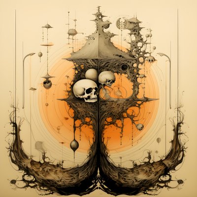 Leonardo da Vinci concetto schizzo album artwork radice di un albero che cresce dalla terra e si estende come Jack e il fagiolo magico nel cielo 2 da Kurt Heppke