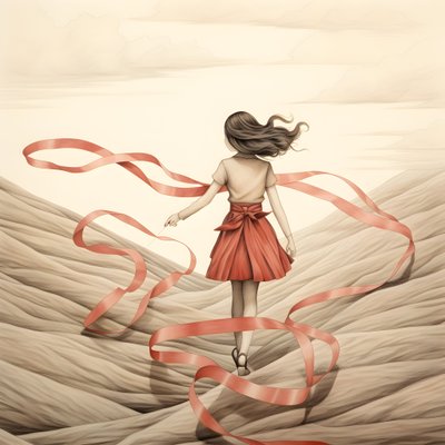 disegno ingenuo di una ragazza con un nastro che danza 4 da Kurt Heppke