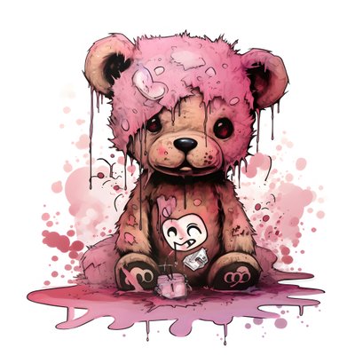 Orsetto unisex rosa con un tatuaggio marrone sulla fronte 1 da Kurt Heppke