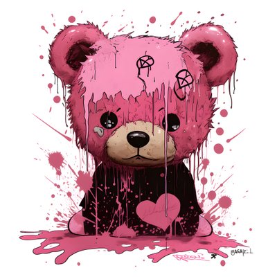 Orsetto unisex rosa con un tatuaggio marrone sulla fronte 3 da Kurt Heppke