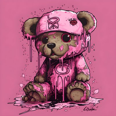 Orsetto unisex rosa con un tatuaggio marrone sulla fronte 4 da Kurt Heppke