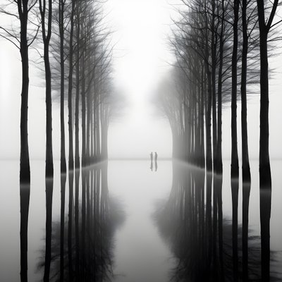 Foto in bianco e nero di alberi sull