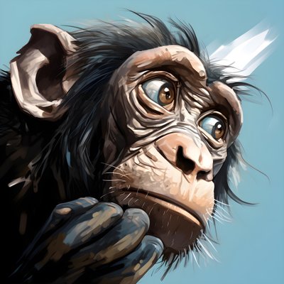 disegno di una scimmia Joey con un occhio nello stile di studi di carattere surreale emotivo, colorato, pose pensierose, topcor 58mm f/1.4, illustrazioni caricaturali, #vfxfriday, maestro della solarizzazione 4 da Kurt Heppke
