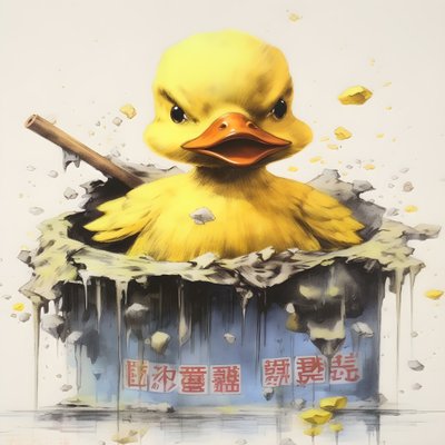 Manifesto pubblicitario di una papera di gomma trendy - the yellow 3 da Kurt Heppke