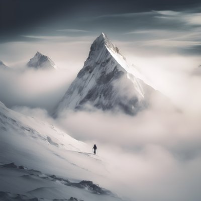 due persone che sciano su una montagna coperta di nuvole 1 da Kurt Heppke