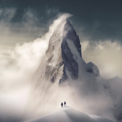 Due persone che sciano su una montagna coperta di nuvole 1 da Kurt Heppke